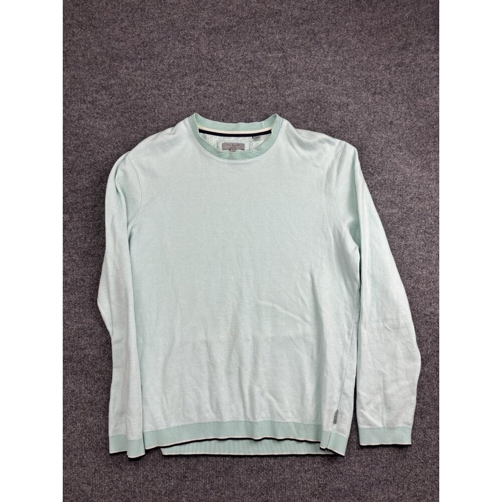 Ted Baker Sweater Mens Large 4 Mint Green Crewneck‎ Lightweight Cotton Pullover